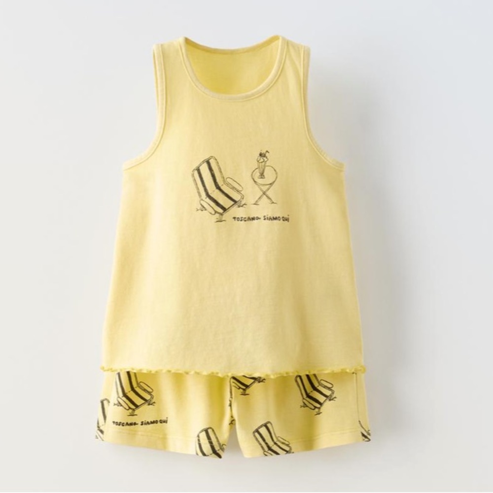NWT Zara organic cotton matching shorts and tank top set 5Y (4-5Y)